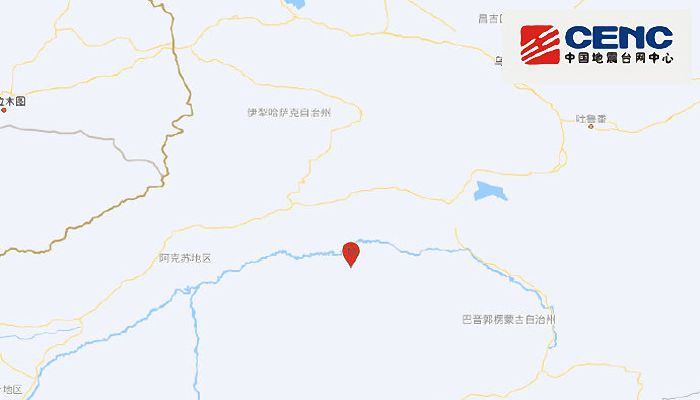 7月13日新疆地震最新消息：巴音郭楞州尉犁县发生3.3级地震